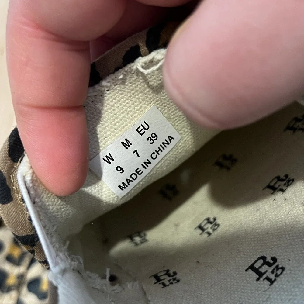 R13 Cheetah Print Canvas Slip-On Sneakers Women's Size 9, Men's 7, Bag Included